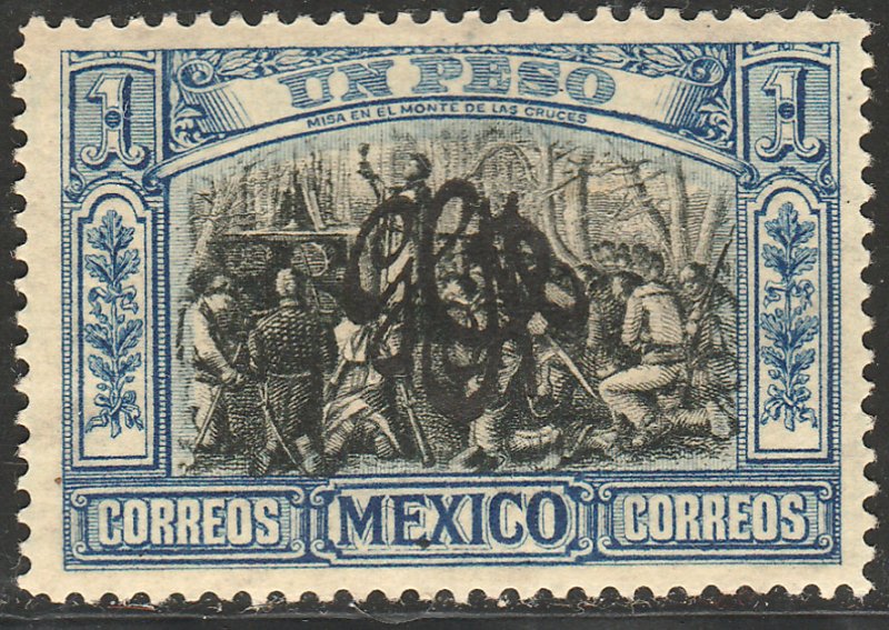 MEXICO 493, $1P CARRANZA MONOGRAM REVOLUT OVPERPRINT UNUSED, H OG. VF.