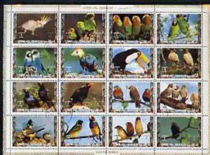 Umm Al Qiwain 1972 Exotic Birds #2 sheetlet containing 16...