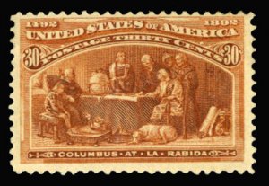 United States, 1893 Columbian Issue #239 Cat$240, 1893 30c orange brown, hing...