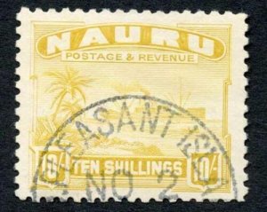 Nauru SG39A 10/- Yellow Rough Paper CDS used Cat 200 pounds 