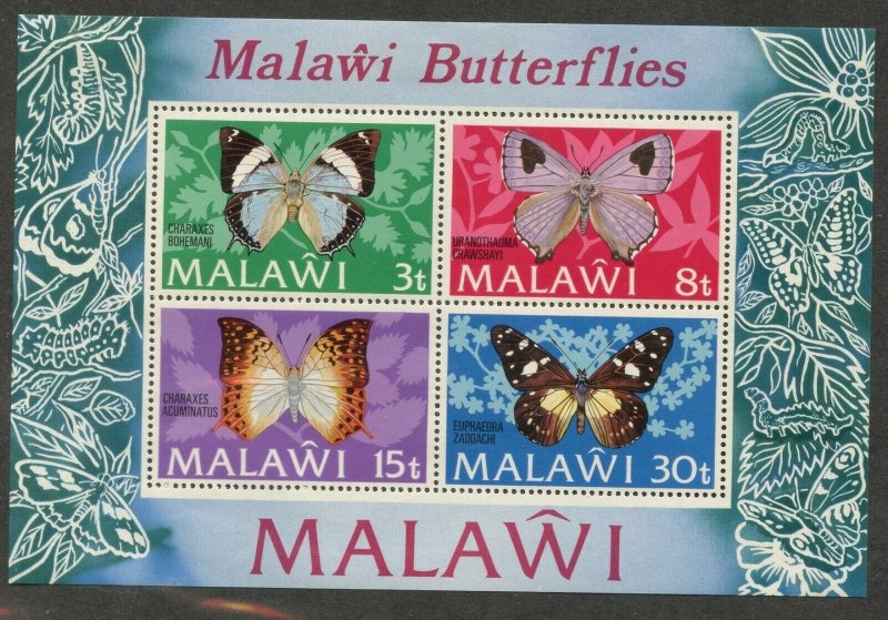 MALAWI Sc#202a 1973 Butterflies Souvenir Sheet OG Mint Hinged