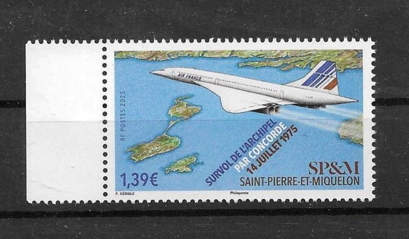 SAINT-PIERRE-AND-MIQUELON - 2025 - CONCORDE - OVERFLYING THE ISLAND - 50 YEARS -