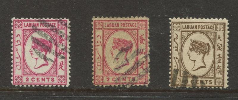 Labaun - Scott 33, 36  - Definitive Issue - 1892 - Used - 3 Single Stamps