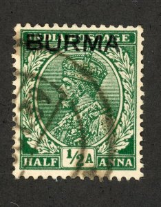 Burma 2 U 1937 1/2a green