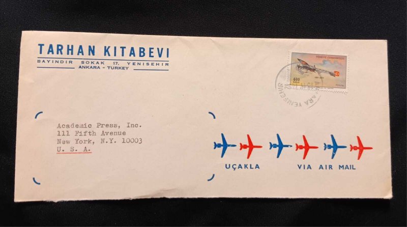 DM)1974, TURKEY, LETTER SENT TO U.S.A AIR MAIL WITH STAMPS 60TH ANNIVERSARY OF