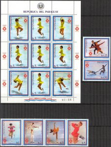 Paraguay 1983 Winter Olympics Games Sarajevo 1984 6 st. + Sheet MNH