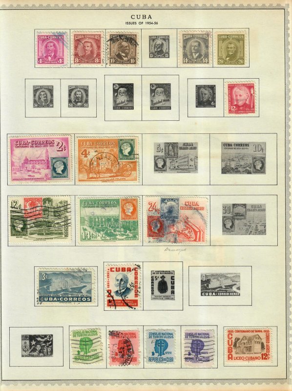 Cuba Stamp Collection On Album Pages Mixed Condition Lot