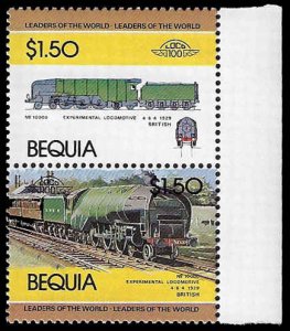 Bequia #28 MNH Se-Tenant Pair; $1.50 Locomotive - Experimental No 10000 (1984)