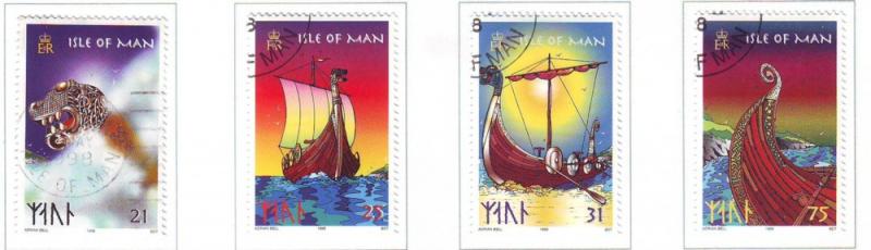 Isle of Man Sc 771-4 1998 Viking Longships stamp set used