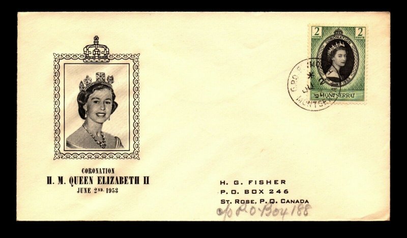 Montserrat 1953 QEII Coronation FDC - L13160
