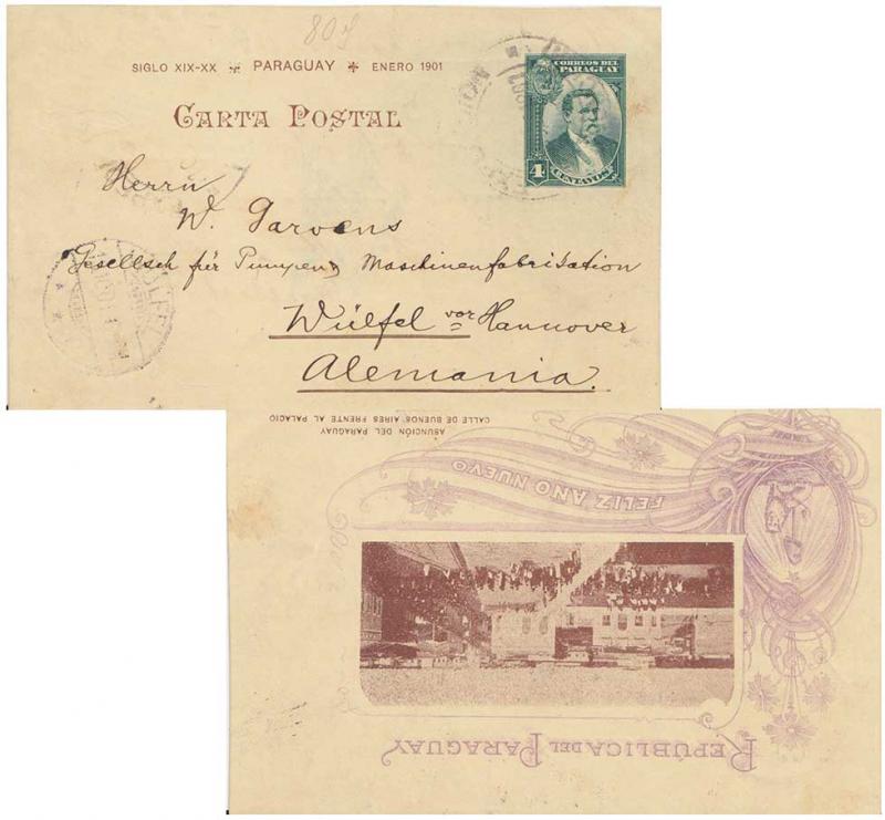 Paraguay 4c Egusquiza Postal Viewcard (Asuncion del Paraguay, Calle de Buenos...