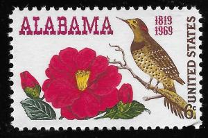 US #1375 6c Alabama Statehood - Camellia & Yellow-shafted Flicker MNH