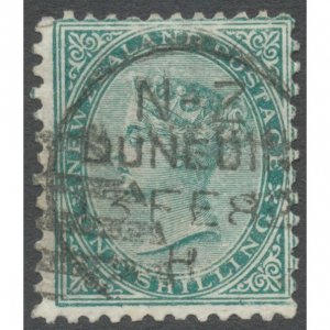 New Zealand 1878 1s green Perf 12x11½ SG184 used