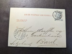 1899 British Hong Kong Postcard Cover to Basel Switzerland