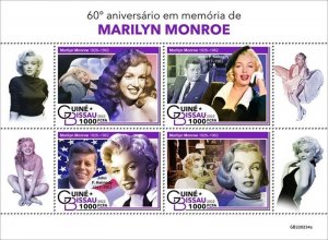 Guinea-Bissau - 2022 Actress Marilyn Monroe - 4 Stamp Sheet - GB220234a