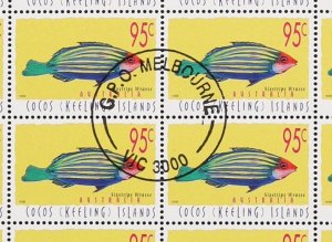 COCOS (KEELING) ISLANDS 1995 Fish 95c sheet of 50. CTO. SG 339a cat £62 