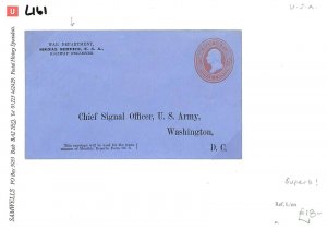 USA MILITARY OFFICIAL *War Department* Postal Stationery Env SIGNALS  1890s L161