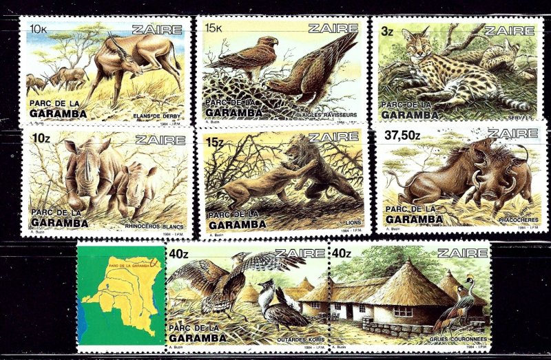 Zaire 1131-38a MNH 1984 Wildlife