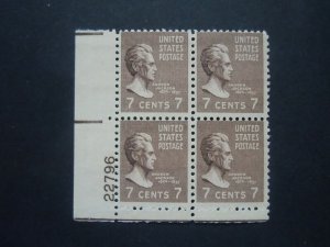 #812 7c Andrew Jackson Plate Block #22796 LL MNH OG F/VF Includes New Mount