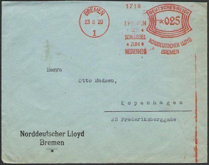 GERMANY 1929 cover red meter BREMEN, Norddeutscher Lloyd...................57071