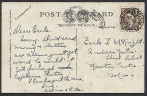 1942 RPO Postmark Union Station/ Saint John NB on Postcard to USA