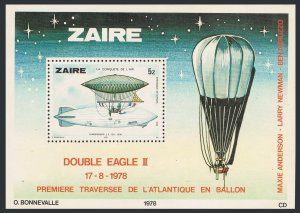 Zaire 901,MNH.Mi Bl.22. History of Aviation,1978.Giffard's balloon,Hindenburg LZ
