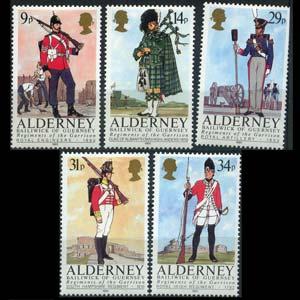 GUERNSEY-ALDERNEY 1985 - Scott# 23-7 Uniforms Set of 5 NH