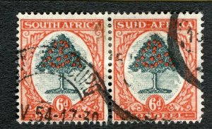 SOUTH AFRICA; 1947 early pictorial issue fine used 6d. pair