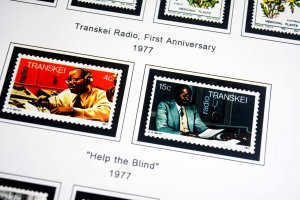 COLOR PRINTED R.S.A. TRANSKEI 1976-1994 STAMP ALBUM PAGES (34 illustrated pages)
