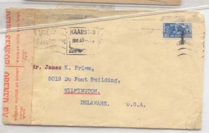 South Africa #101 on cover 1943 censored (lettre Afrique du sud Africa)