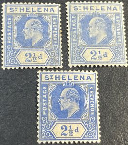 ST. HELENA # 56--MINT/HINGED--LOT OF 3 SINGLES--ULTRA--1908