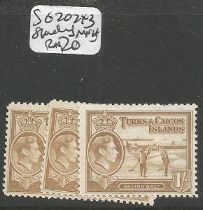 Turks & Caicos SG 202 X3 Shades MNH (6eaf) 