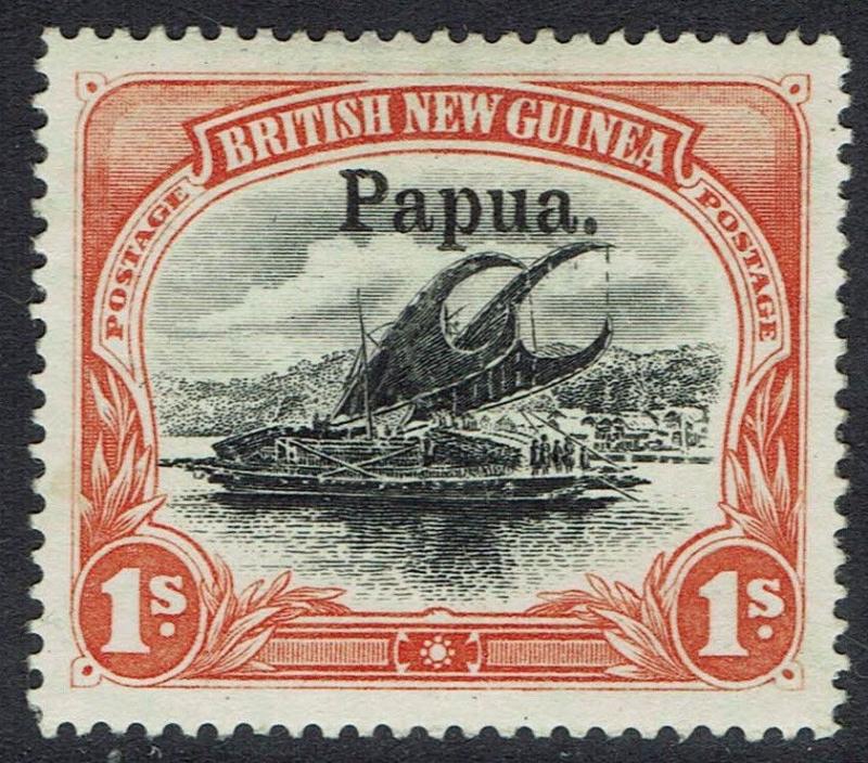 PAPUA 1906 LAKATOI OVERPRINTED LARGE PAPUA 1/- HORIZONTAL WMK 