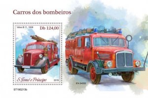 St Thomas - 2019 Fire Engines - Stamp Souvenir Sheet - ST190213b