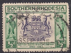 Southern Rhodesia 1940 KGV1 1/2d Coat of Arms used SG 53 ( 334 )