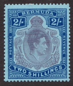 1950 Bermuda Sc# 123 pf13 - Two Shillings, KGVI, Keyplate. MH $13.50