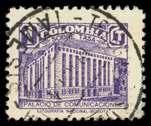 COLOMBIA Sc RA5 XF/USED - 1939 1c Ministry of Posts & Telegraphs - Large margins