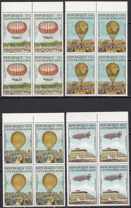 Central African Republic -1983 Manned Flight Bicentenary bloc of 4 - MNH (543)