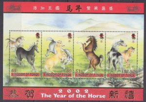 2002 Tonga 1618-1621/B42 Chinese calendar - Year of the Horses 6,50 €