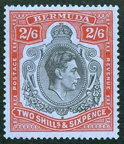 Bermuda SG117 1938-53 KGVI 2/6 Black and Red/Grey-blue M/M 