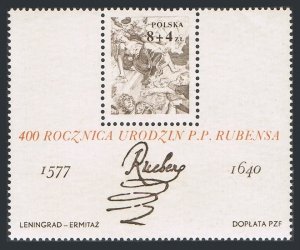 Poland B134, MNH. Mi 2501 Bl.67. Peter Paul Rubens, 1977. Stoning-St Stephen.