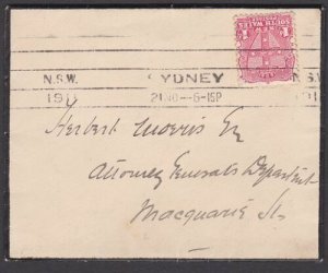 NEW SOUTH WALES 1911 1d on local Sydney cover - machine cancel..............Q446 