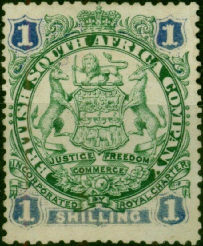 Rhodesia 1896 1s Green & Blue SG35 Fine Unused