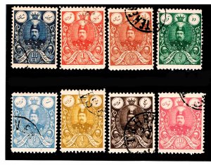 1907-09 Iran #434-38 & 440-42 UWM – Used – F/VF+ - CV $17.00 (ESP#2709