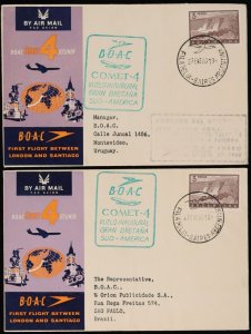 GREAT BRITAIN 1960 London - Santiago Chile First Flight Cover intermediates (17)