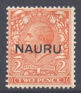 Nauru Scott 4b - SG16, 1916 George V 2d Overprint at Centre MH*