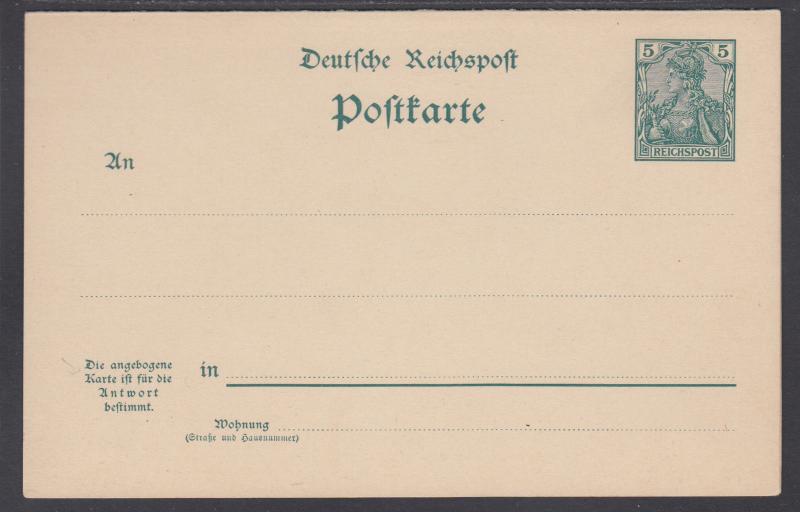 Germany Mi P56 mint 1901 5pf + 5pf Postal Reply Double Card, VF