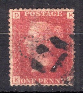 PENNY RED PLATE 214 (?) WITH 'D' PERFIN