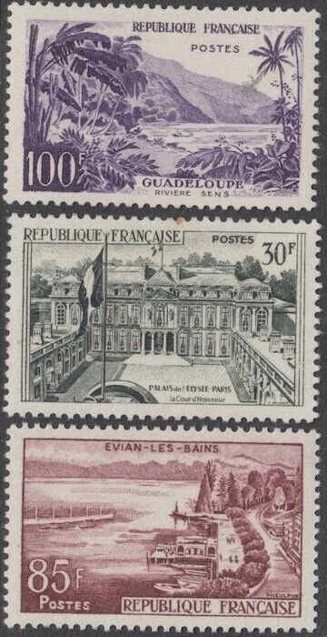 FRANCE Sc #907-9 CPL MNH SET of 3 FEATURING FAMOUS SITES