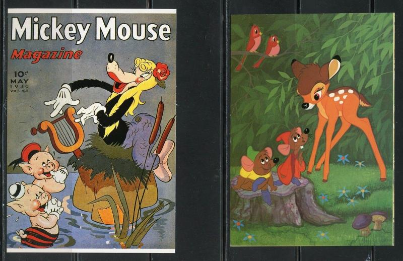 MICKEY MOUSE MAGAZINE SET OF EIGHT MINT PRISTINE POSTCARDS UNUSED